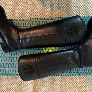 Gorgeous soft leather Tory Burch black riding boots, size 8!
